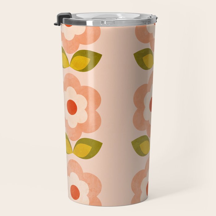 retro daisy minimal pink Travel Mug Gallery Image 3