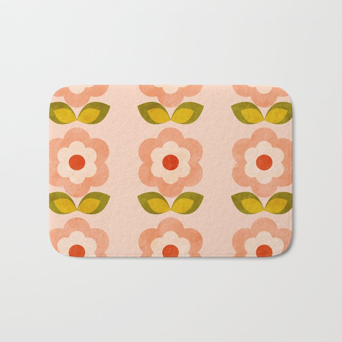 retro daisy minimal pink Bath Mat Gallery Image 1