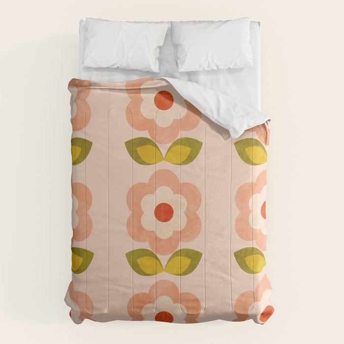 retro daisy minimal pink Comforter Gallery Image 1