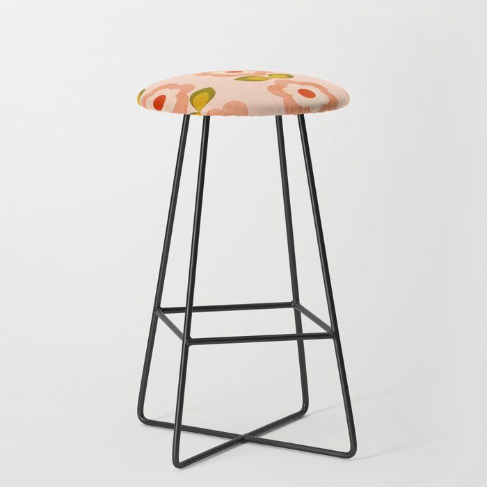 retro daisy minimal pink Stool Gallery Image 1