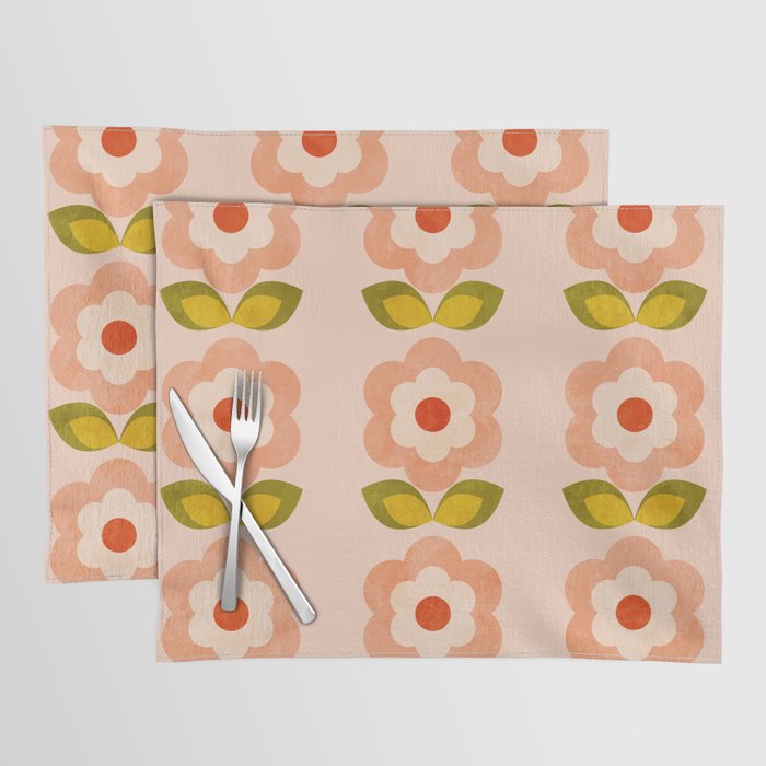 retro daisy minimal pink Placemat Gallery Image 1