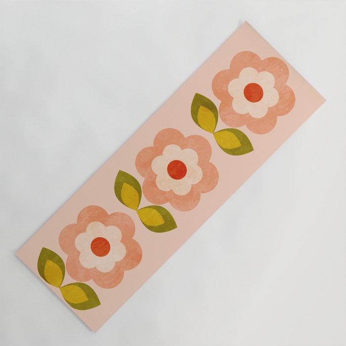 retro daisy minimal pink Yoga Mat Gallery Image 1