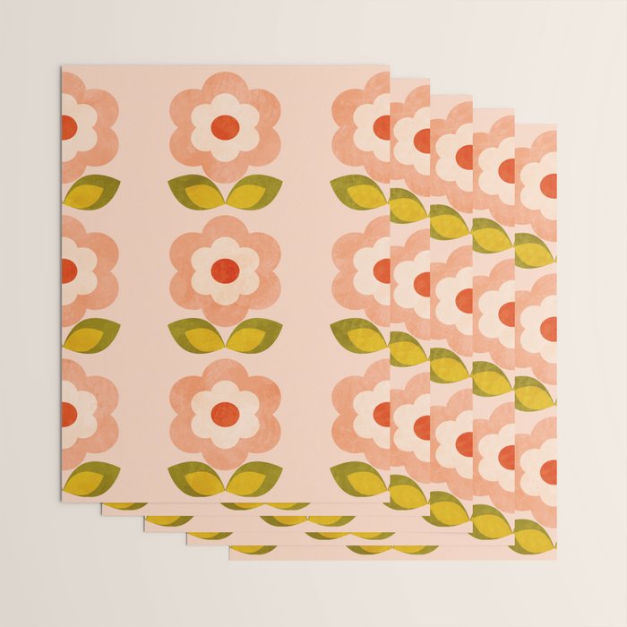 retro daisy minimal pink Wrapping Paper Gallery Image 3