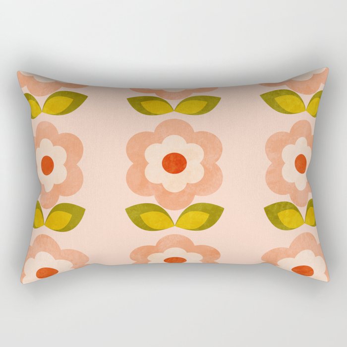 retro daisy minimal pink Rectangular Pillow Gallery Image 1