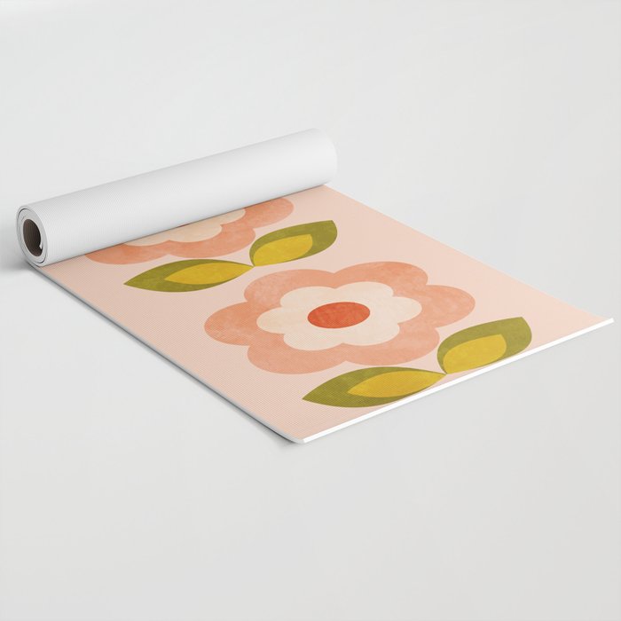 retro daisy minimal pink Yoga Mat Gallery Image 2