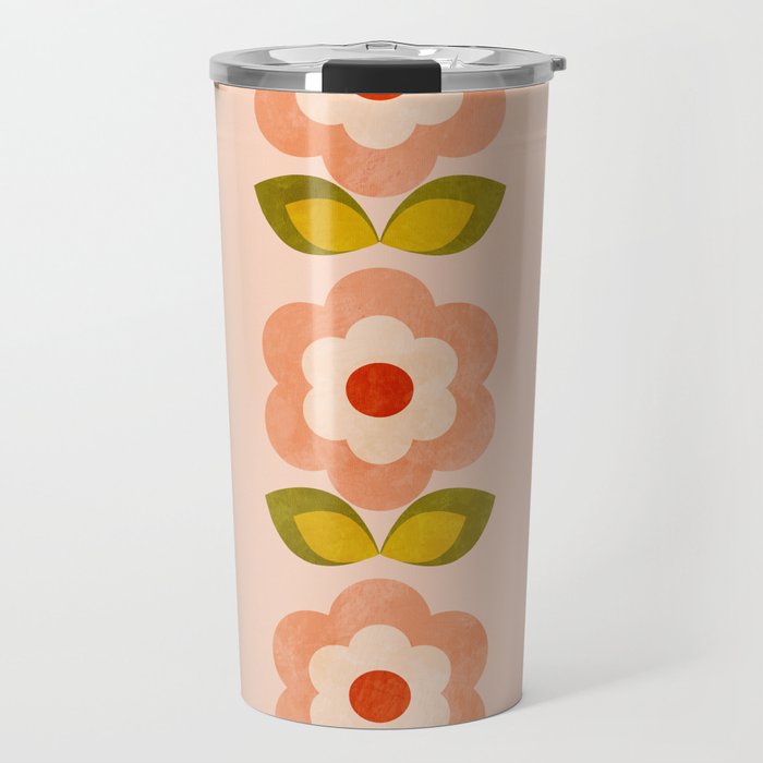 retro daisy minimal pink Travel Mug Gallery Image 1