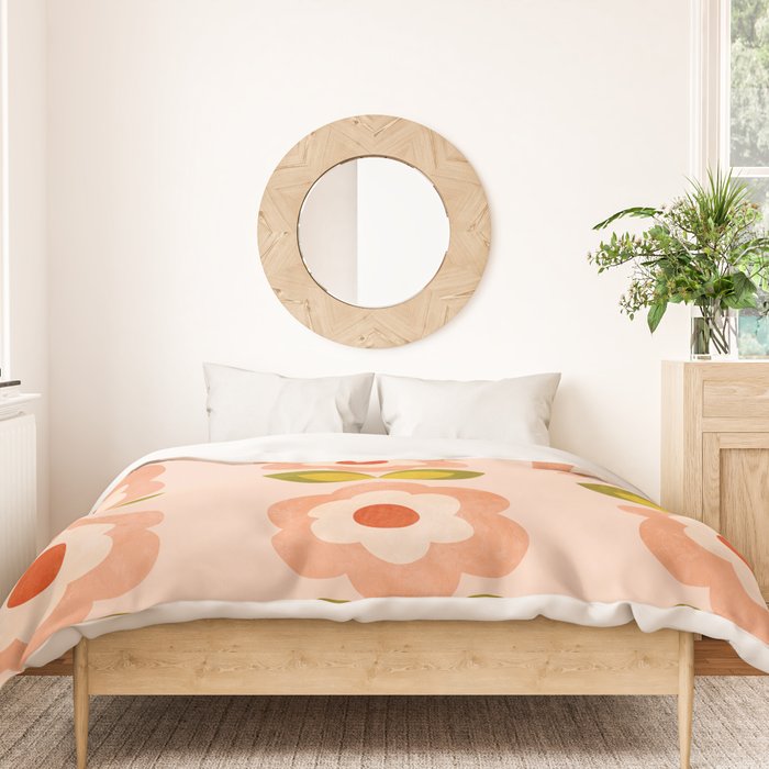 retro daisy minimal pink Duvet Cover Gallery Image 3