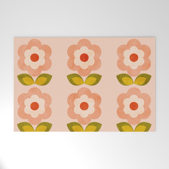 retro daisy minimal pink Welcome Mat Gallery Image 1