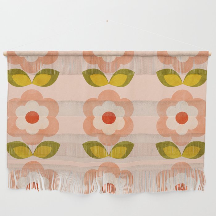 retro daisy minimal pink Wall Hanging Gallery Image 1