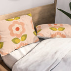 retro daisy minimal pink Pillow Sham Gallery Image 2