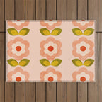 retro daisy minimal pink Outdoor Rug Gallery Image 1