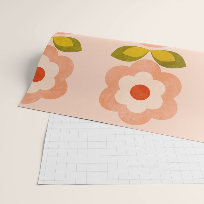retro daisy minimal pink Wrapping Paper Gallery Image 2