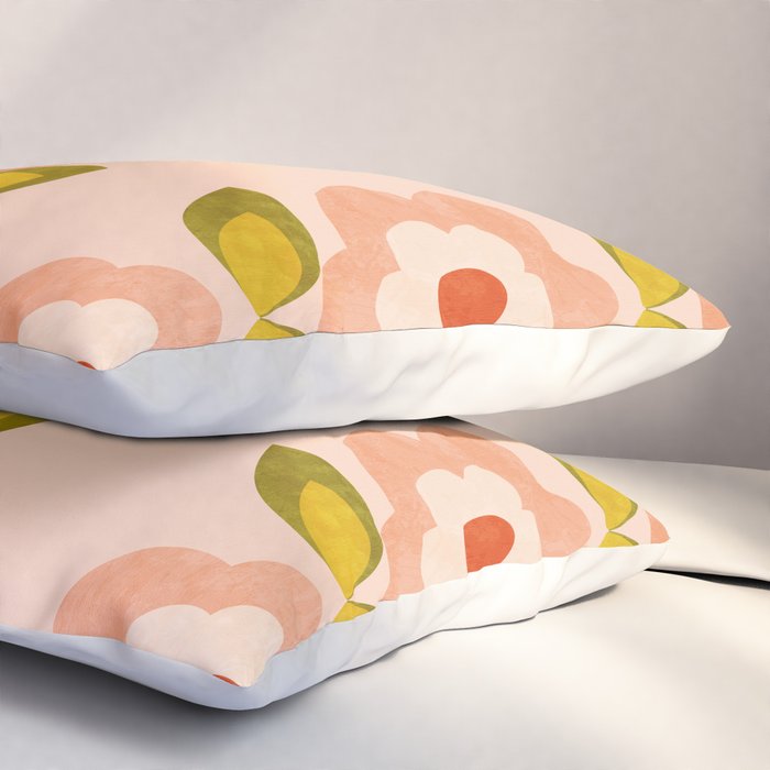 retro daisy minimal pink Pillow Sham Gallery Image 3
