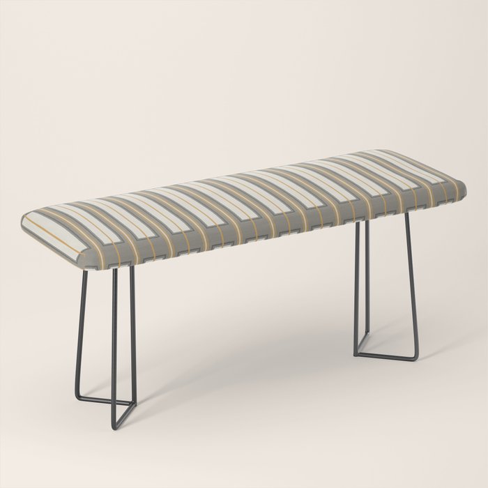 Geometric Minimal Geo Box Neutral Striped Pattern in Gray Cream Ochre Bench Gallery Image 1