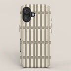 Geometric Minimal Geo Box Neutral Striped Pattern in Gray Cream Ochre iPhone Case Gallery Image 1