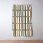 Geometric Minimal Geo Box Neutral Striped Pattern in Gray Cream Ochre Window Curtain Gallery Image 3