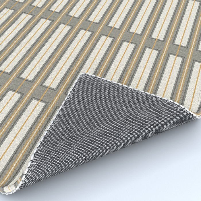Geometric Minimal Geo Box Neutral Striped Pattern in Gray Cream Ochre Rug Gallery Image 4