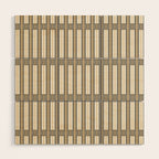 Geometric Minimal Geo Box Neutral Striped Pattern in Gray Cream Ochre Wood Wall Art Gallery Image 1