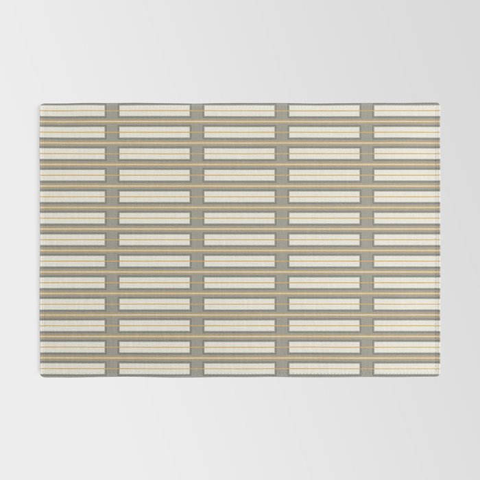 Geometric Minimal Geo Box Neutral Striped Pattern in Gray Cream Ochre Rug Gallery Image 2