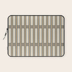 Geometric Minimal Geo Box Neutral Striped Pattern in Gray Cream Ochre Laptop Sleeve Gallery Image 1