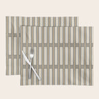 Geometric Minimal Geo Box Neutral Striped Pattern in Gray Cream Ochre Placemat Gallery Image 1