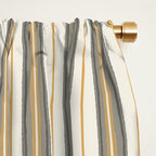 Geometric Minimal Geo Box Neutral Striped Pattern in Gray Cream Ochre Window Curtain Gallery Image 2