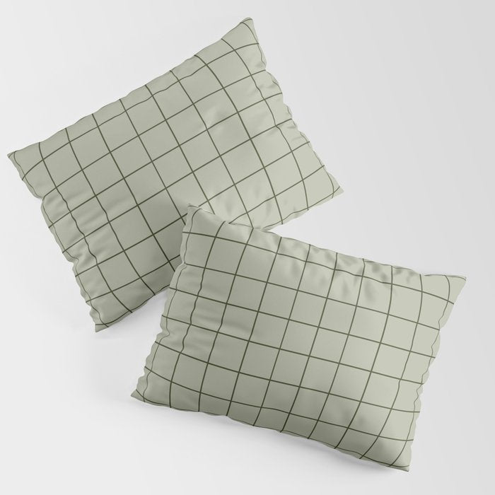 Grid (Green) Pillow Sham Gallery Image 1