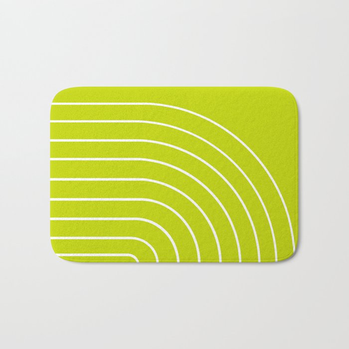 Minimal Arch XXIII Lime Green Modern Geometric Lines Bath Mat Gallery Image 1