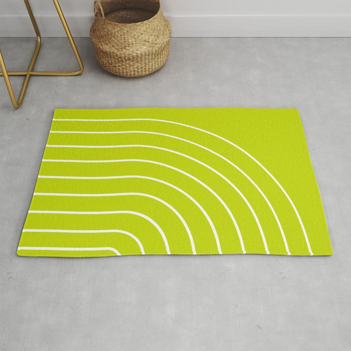 Minimal Arch XXIII Lime Green Modern Geometric Lines Rug Gallery Image 1