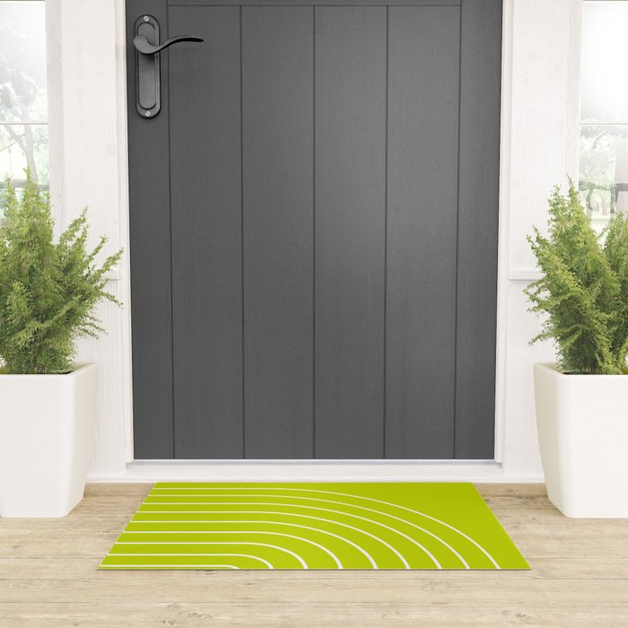 Minimal Arch XXIII Lime Green Modern Geometric Lines Welcome Mat Gallery Image 3