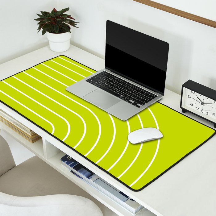 Minimal Arch XXIII Lime Green Modern Geometric Lines Desk Mat Gallery Image 2