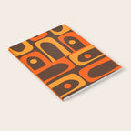 Mid Century Modern Piquet Retro Abstract Multi Pattern in 70s Orange and Dark Brown Notebook Gallery Image 2