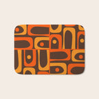 Mid Century Modern Piquet Retro Abstract Multi Pattern in 70s Orange and Dark Brown Bath Mat Gallery Image 1