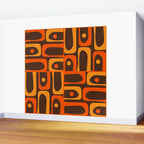 Mid Century Modern Piquet Retro Abstract Multi Pattern in 70s Orange and Dark Brown Wall Mural Gallery Image 2