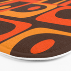 Mid Century Modern Piquet Retro Abstract Multi Pattern in 70s Orange and Dark Brown Bath Mat Gallery Image 3