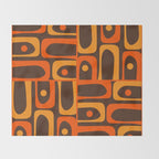 Mid Century Modern Piquet Retro Abstract Multi Pattern in 70s Orange and Dark Brown Throw Blanket Gallery Image 2