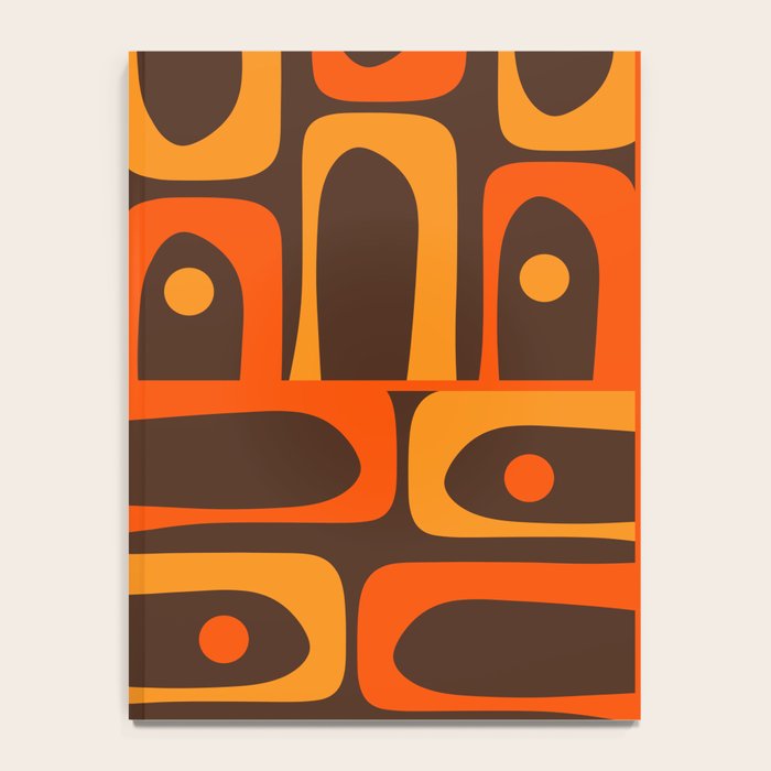 Mid Century Modern Piquet Retro Abstract Multi Pattern in 70s Orange and Dark Brown Notebook Gallery Image 4