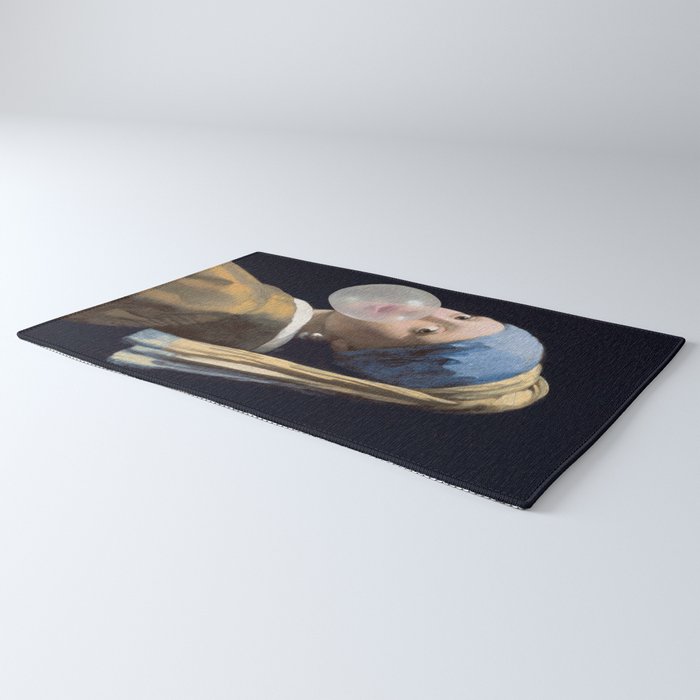 Girl with pearl earring blowing bubble gum Rug Gallery Image 3