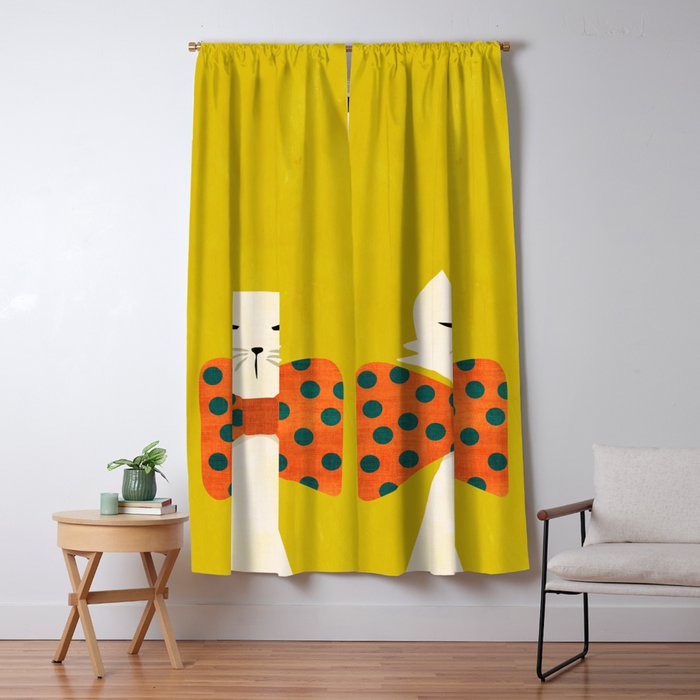 Cat with incredebly oversized humongous bowtie Window Curtain Gallery Image 1