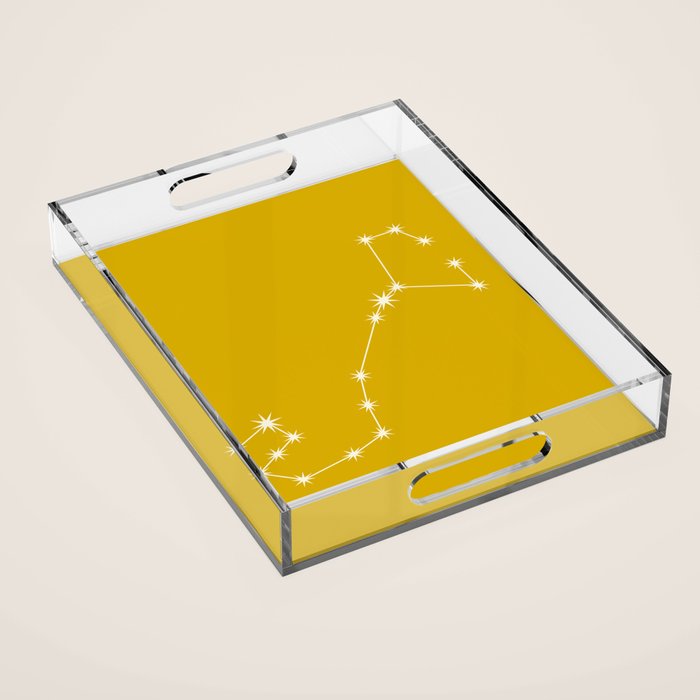 Scorpio Zodiac Star Constellation Line Art Golden Yellow Acrylic Tray Gallery Image 1