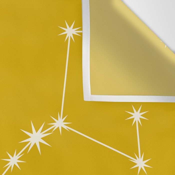 Scorpio Zodiac Star Constellation Line Art Golden Yellow Wall Tapestry Gallery Image 3