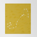 Scorpio Zodiac Star Constellation Line Art Golden Yellow Throw Blanket Gallery Image 2
