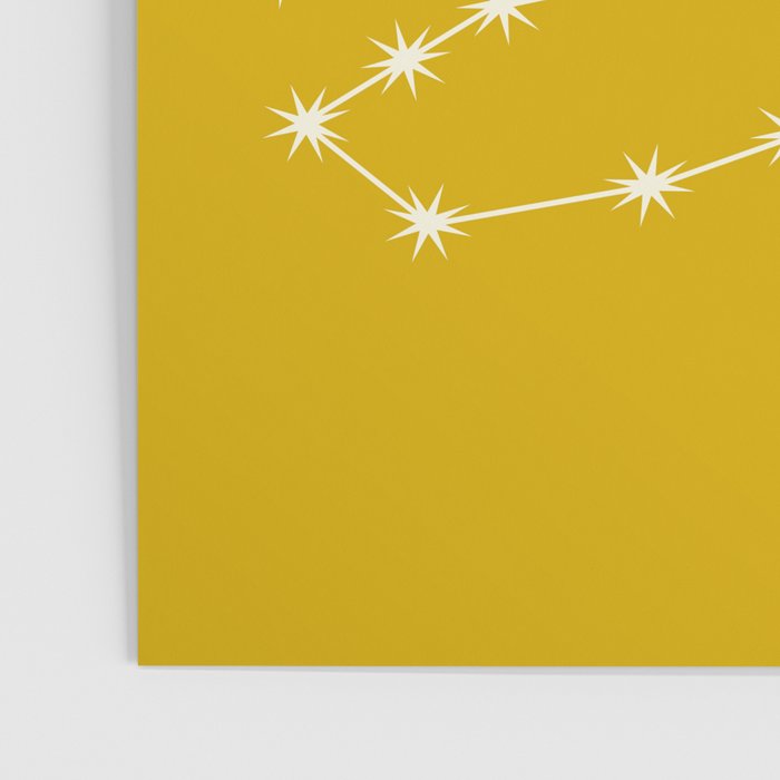 Scorpio Zodiac Star Constellation Line Art Golden Yellow Poster Gallery Image 3