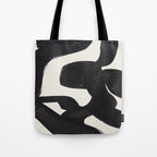 Mid Century Modern Minimalist Abstract Art Brush Strokes Black & White Ink Art Maze Tote Bag Gallery Image 1
