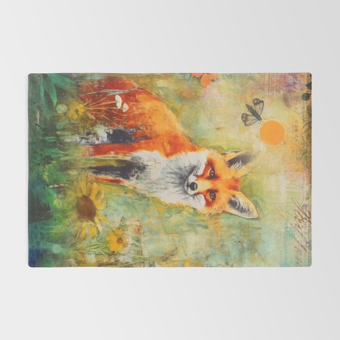 Colorful Wild Fox Indian Summer Woodland Flora And Wildlife Rug Gallery Image 2