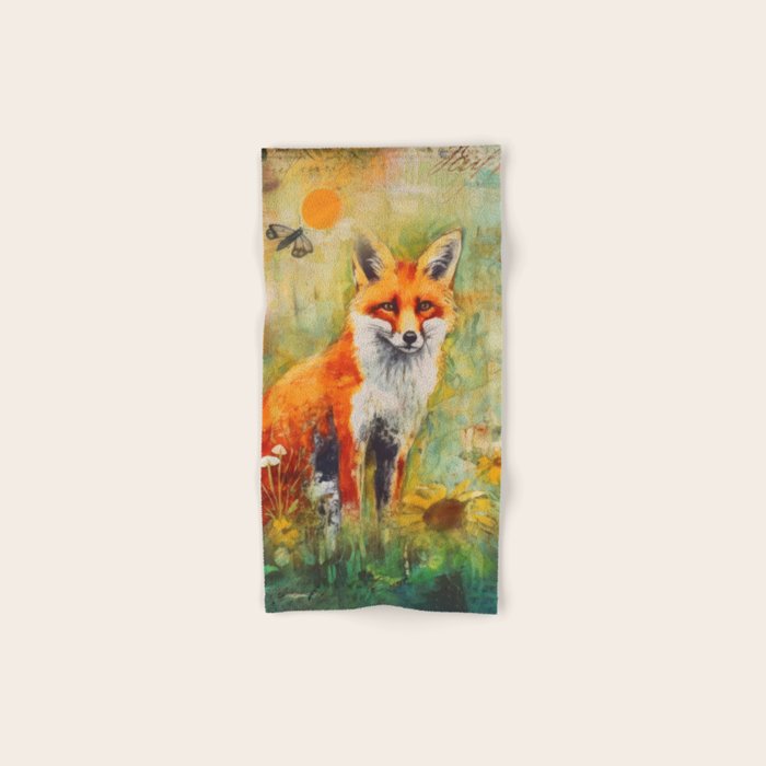 Colorful Wild Fox Indian Summer Woodland Flora And Wildlife Bath Towel Gallery Image 1