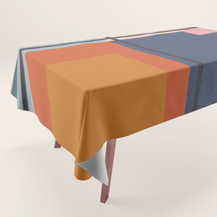 Mid Century Modern Retro Color Blocks 1 Tablecloth Gallery Image 1