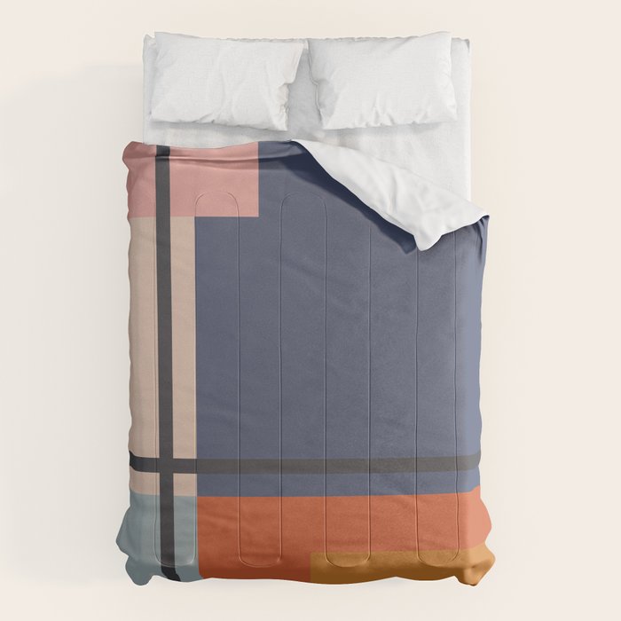Mid Century Modern Retro Color Blocks 1 Comforter Gallery Image 1