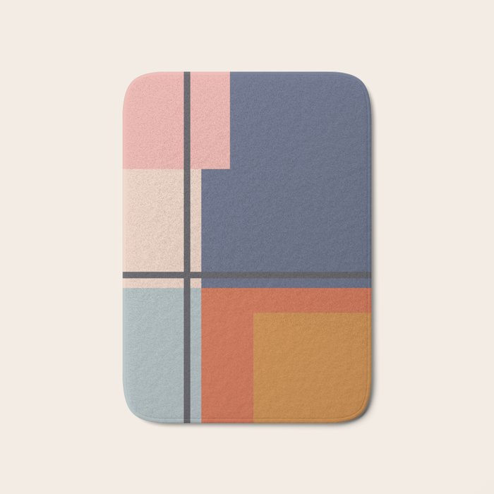 Mid Century Modern Retro Color Blocks 1 Bath Mat Gallery Image 1