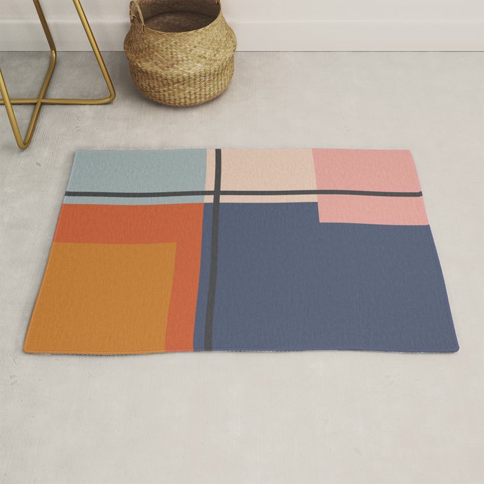 Mid Century Modern Retro Color Blocks 1 Rug Gallery Image 1